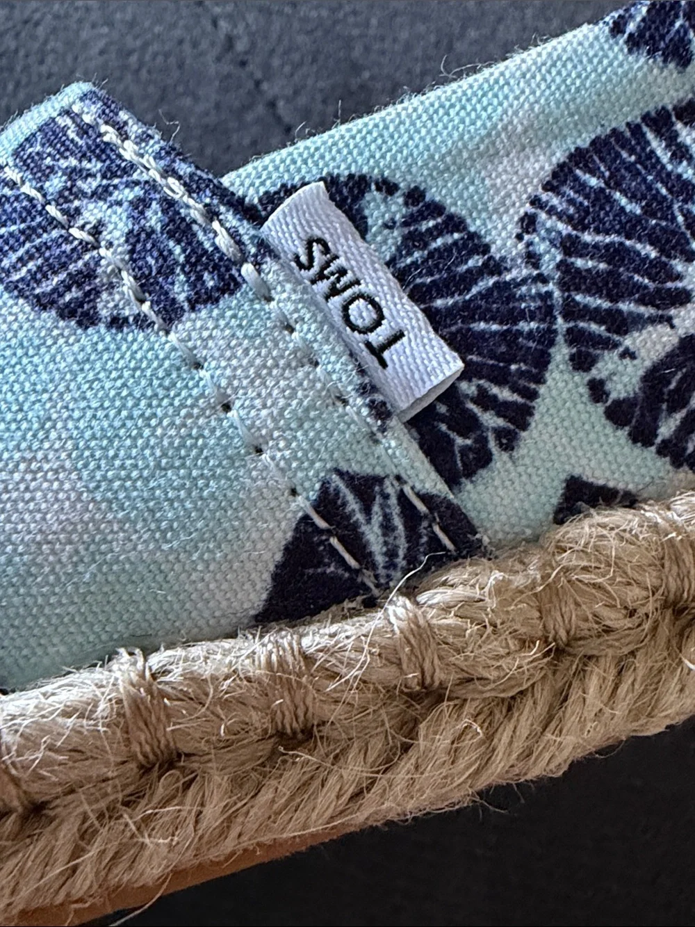 NEW TOMS Light Blue and Navy Patterned Canvas Espadrilles